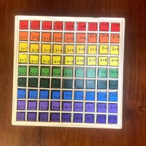 Wooden Multiplication Board Game 100 Cubes Blocks Montessori 10x10 Times Tables